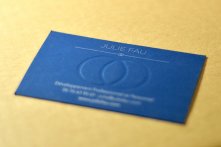 Impression argentée sur papier peau de pêche bleu + gaufrage unitaire