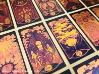 Jeu de carte à angles droits (moins cher) avec impression sur dorure métallique cuivre + pelliculage de protection