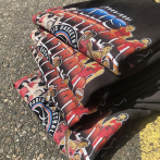 4 colour + white DTG printing on a black sweat shirt