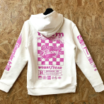 1 colour screen printing on a white hoodie