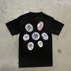 4 colour + white DTG printing on a black T-shirt