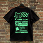 Phosphorescent screen printing on a black T-shirt