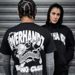 White screen printing on black T-shirt and hoodie