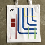 5 colour screen printing on a tote bag for Nike