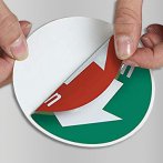 Sticker vitrophanie recto verso avec découpe ronde