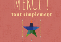 On glisse dans l'étoile une image depuis notre bibliothèque (interne au logiciel ou chargée depuis votre ordinateur) : l'image se met automatiquement dans la forme souhaitée.