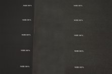 Un aplat de noir ne se fait pas en CMJN 0/0/0/100 mais cet exemple vous montre le résultat sur papier couché ou non couché recyclé : grosse différence de rendu