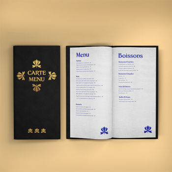 Menu personnalisé, menu haut de gamme, menu premium, menu original