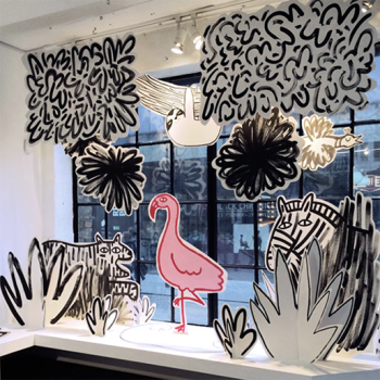 impression décoration vitrine, découpe carton décor