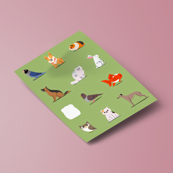 planche avec plusieurs autocollants, impression planche stickers plusieurs visuels